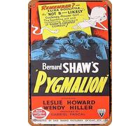 Zuhhgii Affiche rétro de film PYGMALION Daybill de Leslie Howard RKO - 20,3 x 30,5 cm - Affiche classique de film et de télévision vintage en métal - Décoration murale pour maison, café, bureau