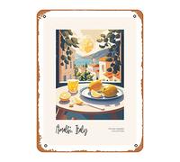 Zuhhgii Amalfi, Italy Lemons 12 Italian Summer Collection Art Print - Affiche vintage en métal pour maison, bar, pub, garage, décoration de 20,3 x 30,5 cm