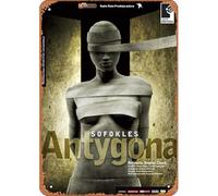Zuhhgii Antigone, Sophocle, affiche de théâtre polonais vintage rétro en étain 20,3 x 30,5 cm affiches de cinéma classique pour garage, bar, cinéma, salon, chambre à coucher, décoration rétro en métal
