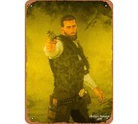 Zuhhgii Arthur Morgan RDR2 Affiche de jeu de rôle - Affiche de jeu de rôle - Art Déco - Plaque en étain - 20,3 x 30,5 cm