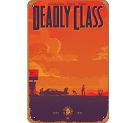 Zuhhgii Boîte en métal rétro de dessin animé - Deadly Class 30 Var A Comic Book NM - Affiche d'anime, art mural, plaque vintage pour bar, restaurant, maison, café, salle de bain, garage, bureau