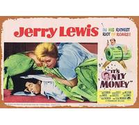 Zuhhgii Carte de hall rétro classique « It's Only Money » - 4 Jerry Lewis - Décoration murale vintage - Plaque en métal pour cadeau karaoké, homme, grotte, bar, pub, cuisine, maison, garage - 20,3 x