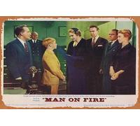Zuhhgii Carte de lobby originale « Man on Fire » 7 Bing Crosby Inger Stevens - Plaque en métal vintage rétro de film classique - Plaque en métal pour bar, karaoké, décoration murale - 20,3 x 30,5 cm.