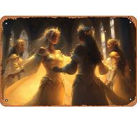 Zuhhgii Enchanted Romance : The Fairest Maidens and Bravest Knights Dancing to Love's Tune 7 Magic and Fantasy People Concept Art Plaque en métal - 20,3 x 30,5 cm