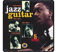 Zuhhgii George Benson, Barney Kessel, Kenny Burrell, Django Reinhardt, Wes Montgomery - Plaque en métal vintage en forme de guitare de jazz, décoration murale pour salle de sport, piscine, bar, salle