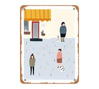 Zuhhgii Impression artistique « At The Icre Cream Shop Scene, Tiny People And Illustration 2 » - Poster vintage - 20,3 x 30,5 cm - Plaque en métal vintage pour maison, bar, pub, garage, décoration