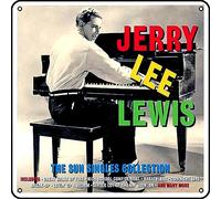 Zuhhgii Jerry Lee Lewis - The Sun Singles Collection - Panneaux en métal vintage de musique rock pour décoration murale de salle de gym, piscine, bar, salle de bain, cour, garage, pub - 30,5 x 30,5 cm