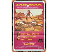 Zuhhgii LAWMAN Daybill Affiche de film Burt Lancaster Western vintage en étain, affiche rétro du film classique en métal, plaque TV, bar, karaoké, décoration murale 20,3 x 30,5 cm.