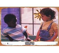 Zuhhgii Look WHO'S TALKING TOO - Carte originale de hall - 1 John Travolta Kirstie Alley - Plaque en métal vintage - 20,3 x 30,5 cm