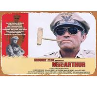 Zuhhgii Macarthur Original Lobby Card 1 Gregory Peck Ivan Bonar Plaque en métal vintage rétro de film classique ancien film TV bar karaoké Man Cave Décoration murale 20,3 x 30,5 cm