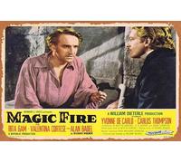 Zuhhgii Magic Fire Original Lobby Card 3 Alan Badel Yvonne De Carlo Plaque en métal vintage rétro de film classique Plaque en métal pour bar karaoké Décoration murale 20,3 x 30,5 cm