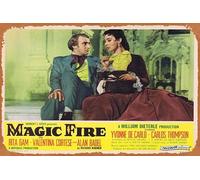 Zuhhgii Magic Fire Original Lobby Card 6 Alan Badel Yvonne De Carlo Plaque en métal vintage rétro de film classique Plaque en métal pour bar karaoké Décoration murale 20,3 x 30,5 cm