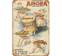 Zuhhgii Moutarde Amora (moutarde) Affiche de film rétro en métal pour café, restaurant, maison, club, restaurant, caverne d'homme, 30,5 x 20,3 cm.