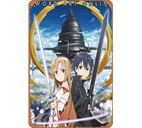Zuhhgii Plaque en métal rétro ABYstyle Sword Art Online Asuna et Kirito Aincrad - Style bande dessinée - Panneau amusant - Cinéma - Théâtre - Man Cave - Garage - Pub musical - Brasserie - Café