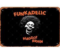 Zuhhgii Plaque en métal rétro funkadelic Maggot Brain Vintage Funny Novelty Metal Sign Man Cave Humour Signs Films Musique Bar Art Poster Rétro Impression Décoration murale Garage Cadeaux 30,5 x 20,3