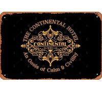 Zuhhgii Plaque en métal rétro The Continental Hotel vintage humoristique en métal - Décoration murale - Cadeau de garage - 30,5 x 20,3 cm