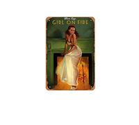 Zuhhgii Plaque en métal vintage Alicia Keys Girl On Fire - Affiche de musique rétro encadrée - Décoration murale - 20,3 x 30,5 cm