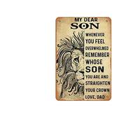 Zuhhgii Plaque en métal vintage avec inscription « My Dear Son Whenever U Feel Overwhelmed Love Dad» - Poster musical classique et amusant pour bar, pub, café, cuisine, salle de bain, karaoké