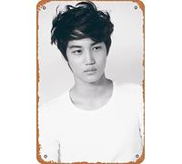 Zuhhgii Plaque en métal vintage Kai EXO K-pop en noir et blanc - Décoration murale - 20,3 x 30,5 cm