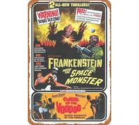 Zuhhgii Plaque en métal vintage pour cuisine, décoration murale Frankenstein Meets the Space Monster - Décoration de bar - 20,3 x 30,5 cm