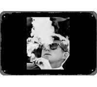 Zuhhgii Plaque rétro en étain JFK Smoking with Shades | John F. Kennedy With Cigar Vintage Funny Metal Signs Man Cave Humour Signs Movie Music Bar Art Poster Retro Print Décoration murale Garage