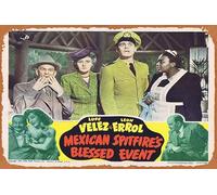 Zuhhgii Plaque rétro en étain MEXICAAN SPITFIRE'S BLESSED EVENT - Carte de lobby Lupe Vélez Leon Errol Walter Reed RKO - Affiche de cinéma classique - Décoration murale pour bar, pub, café, cuisine