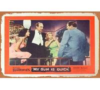 Zuhhgii Plaque rétro en étain Mickey Spillane's My Gun is Quick 1957 - Carte de lobby 6 - Affiche de cinéma classique - Décoration murale pour bar, pub, café, cuisine, salle de bain