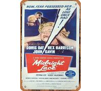 Zuhhgii Plaque rétro en étain MIDNIGHT LACE Original Daybill Affiche de film Doris Day Rex Harrison John Gavin Décoration murale Art mural Poster musical Bar Pub Café Cuisine Salle de bain
