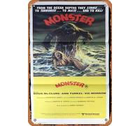 Zuhhgii Plaque rétro en étain « Monster Hummanoids from the Deep » - Affiche de cinéma originale Doug McClure Sci FI - Décoration murale pour bar, pub, café, cuisine