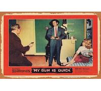 Zuhhgii Plaque rétro en étain My Gun is Quick Original Lobby Card 4 Robert Bray Mike Hammer Mickey Spillane Affiche de cinéma classique Décoration murale Art mural Poster musical Bar Pub Café Cuisine