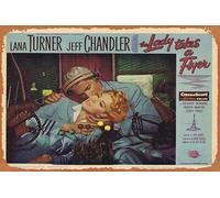 Zuhhgii Plaque rétro en étain « The Lady takes a Flyer » - Carte de hall vintage 6 Lana Turner Richard Denning - Décoration murale - 20,3 x 30,5 cm