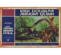 Zuhhgii Plaque rétro en étain « The Last Train From Gun Hill » - Carte originale de hall - 1 Kirk Douglas Anthony Quinn - Affiche de film classique - Plaque en métal - Décoration murale - 20,3 x 30,5