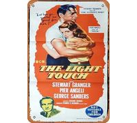 Zuhhgii Plaque rétro en étain The Light Touch - Affiche du film Stewart Granger Pier Angeli George Sanders - Rétro du film classique - Plaque en métal - Décoration murale de bar - 20,3 x 30,5 cm
