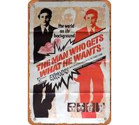 Zuhhgii Plaque rétro en étain The Man Who Gets What HE WANTS aka Elite Group - Affiche de film Alain Delon rétro de film classique - Plaque en métal - Décoration murale de bar - 20,3 x 30,5 cm