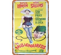 Zuhhgii Plaque rétro en étain The Millionairesss Daybill - Affiche de film Sophia Loren Peter Sellers rétro de film classique - Plaque en métal - Décoration murale de bar - 20,3 x 30,5 cm