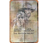 Zuhhgii Plaque rétro en étain The Missouri Breaks - Affiche de film originale Jack Nicholson Marlon Brando - Affiche de film rétro classique - Plaque en métal - Décoration murale pour bar - 20,3 x