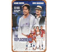Zuhhgii Plaque rétro en étain The Replacements - Affiche originale du film Keanu Reeves Gene Hackman Orlando Jones - Affiche rétro de film classique - Plaque en métal - Décoration murale - 20,3 x 30,5