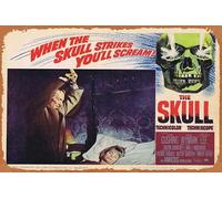 Zuhhgii Plaque rétro en étain The Skull Lobby Card 2 Peter Cushing Christopher Lee Amicus Horror Retro of Classic Old Film Poster Metal Sign TV Bar Man Cave Décoration murale 20,3 x 30,5 cm