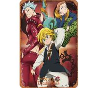 Zuhhgii Plaque rétro en métal ABYstyle The Seven Deadly Sins Ban King and Meliodas - Style bande dessinée - Panneau amusant - Cinéma - Théâtre - Man Cave - Garage - Pub musical - Brasserie - Café