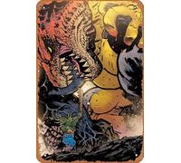 Zuhhgii Plaque rétro en métal avec dessin animé JURASSIC LEAGUE #3 A Daniel WARREN JOHNSON pour musique, café, bar, restaurant, supermarché, boutique, cadeau, 20,3 x 30,5 cm.