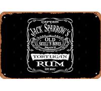Zuhhgii Plaque rétro en métal avec inscription « Captain Jack Sparrow's Tortugan Rum » - Décoration murale - Cadeau de garage - 30,5 x 20,3 cm