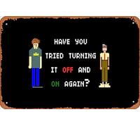 Zuhhgii Plaque rétro en métal avec inscription « Have You Tried Turning It Off and On Again » - Décoration murale - Cadeau de garage - 30,5 x 20,3 cm