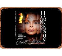 Zuhhgii Plaque rétro en métal avec inscription « Together Again Tour 2023 » de Janet Jackson « Together Again Tour 2023 » - Décoration murale de garage - 30,5 x 20,3 cm