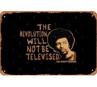 Zuhhgii Plaque rétro en métal Gil Scott-Heron - The Revolution Will Not Be Televised - Plaque humoristique vintage en métal pour caverne d'homme, caverne, films, musique, bar, art poster, décoration