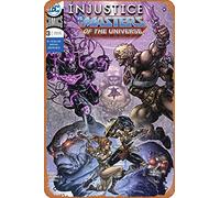 Zuhhgii Plaque rétro en métal - Injustice vs. Masters of the Universe 3 Comic Book NM - Affiche de film en métal pour musique, café, bar, restaurant, supermarché, boutique, cadeau de film, 20,3 x 30,5