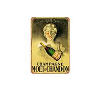 Zuhhgii Plaque vintage en métal avec inscription « Ad For Champagne Moet Chandon Deux Siecles De Perfection 1943 » - Décoration murale - 20,3 x 30,5 cm