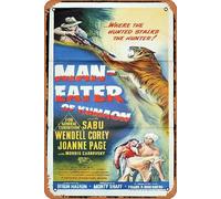 Zuhhgii Poster original du film « Man Eater of Kumaon » Sabu Wendell Corey Tiger Art vintage en étain, rétro du film classique, panneau en métal, panneau TV, bar, karaoké, décoration murale 20,3 x