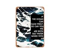 Zuhhgii Poster vintage en métal avec citation inspirante de Nelly Dimitrova If The Ocean Can 30,5 x 20,3 cm pour décoration murale de bar, café, garage, cave d'homme