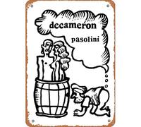 Zuhhgii The Decameron, Pasolini, Poster de film polonais vintage rétro en étain 20,3 x 30,5 cm Cadeau musical Karaoké Man grotte bars cafés décoration murale affiche de film en métal.