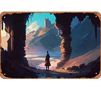 Zuhhgii Wandering Pilgrim: Exploring the Beauty and Pain of a Mystical Land 8 Magic and Fantasy People Nature and Landscapes Plaque en métal - 20,3 x 30,5 cm